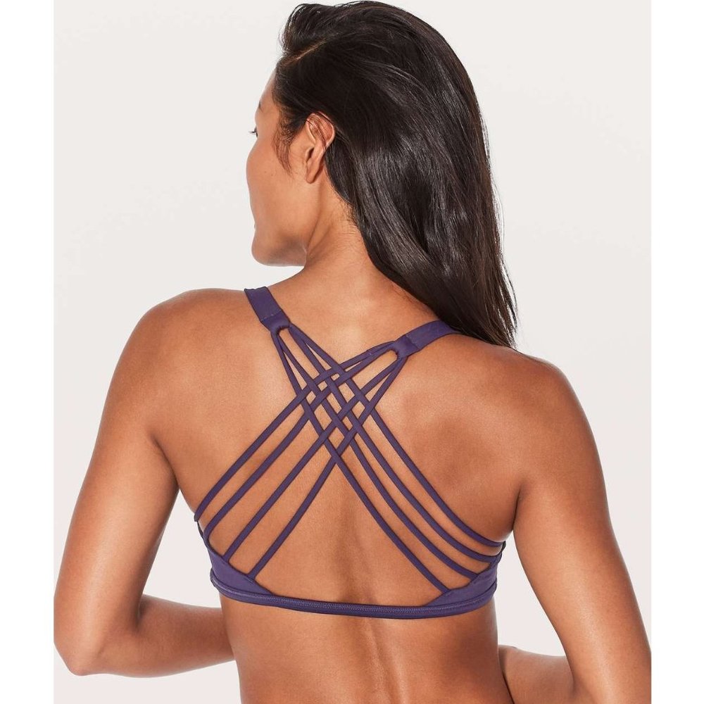 Lululemon Free To Be Bra Wild / Size 6 / Black Grape Purple Strappy Yoga